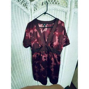 Woman Massio Knee Length V- Neck Dress with Elasti